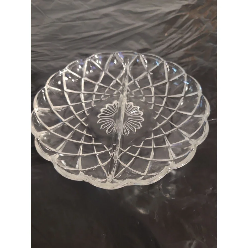 3 Relish/candy Pressed Glass Serving Dishes